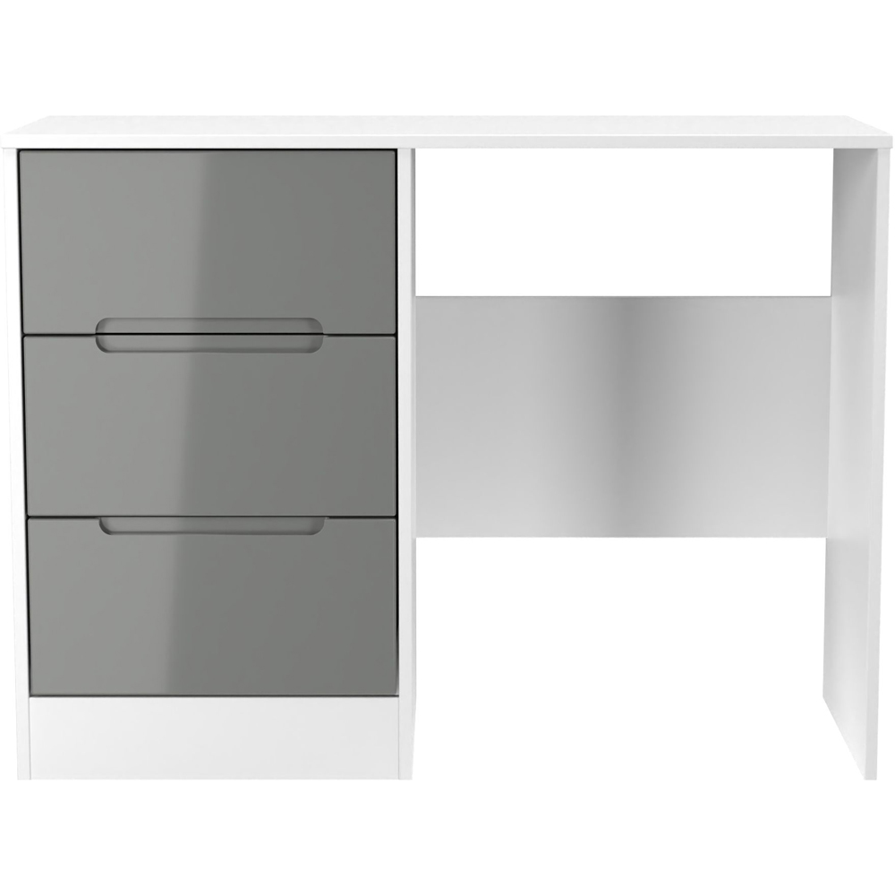 Crowndale Monaco 3 Drawer Grey Gloss and White Vanity Dressing Table Ready Assembled Image 2