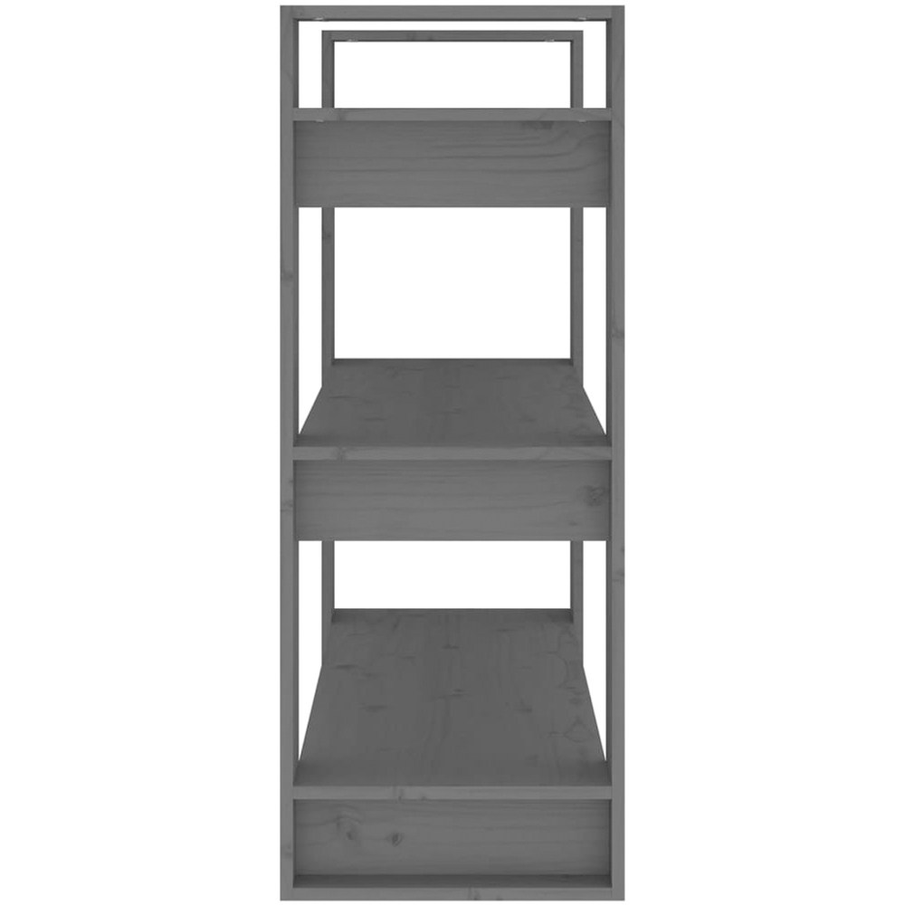 vidaXL 3 Shelf Grey Solid Pine Wood Bookcase Image 5