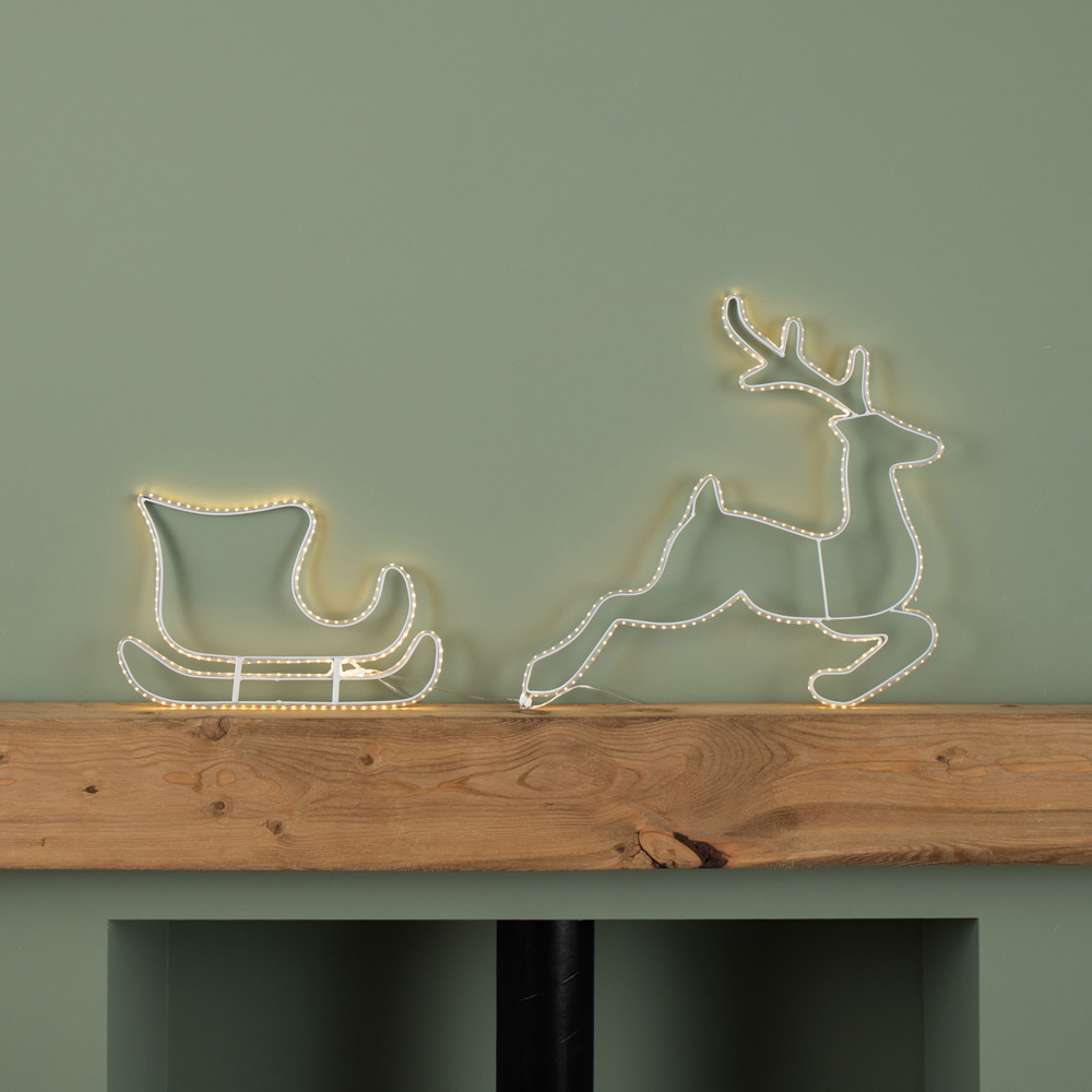 Samuel Alexander 401 Warm White LED Hanging Reindeer and Sleigh Silhouette Christmas Decoration 42cm Image 4