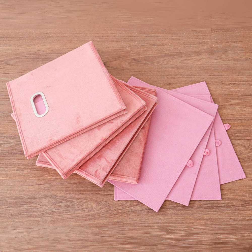 Home Source Blush Pink Fabric Large Storage Box 4 Pack Image 4