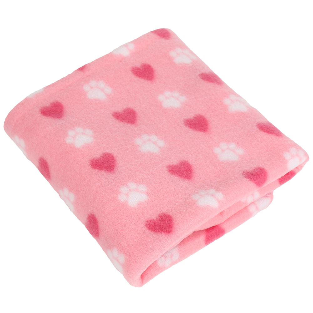 Single Paw and Heart Print Fleece Pet Blanket in Assorted styles Image 2