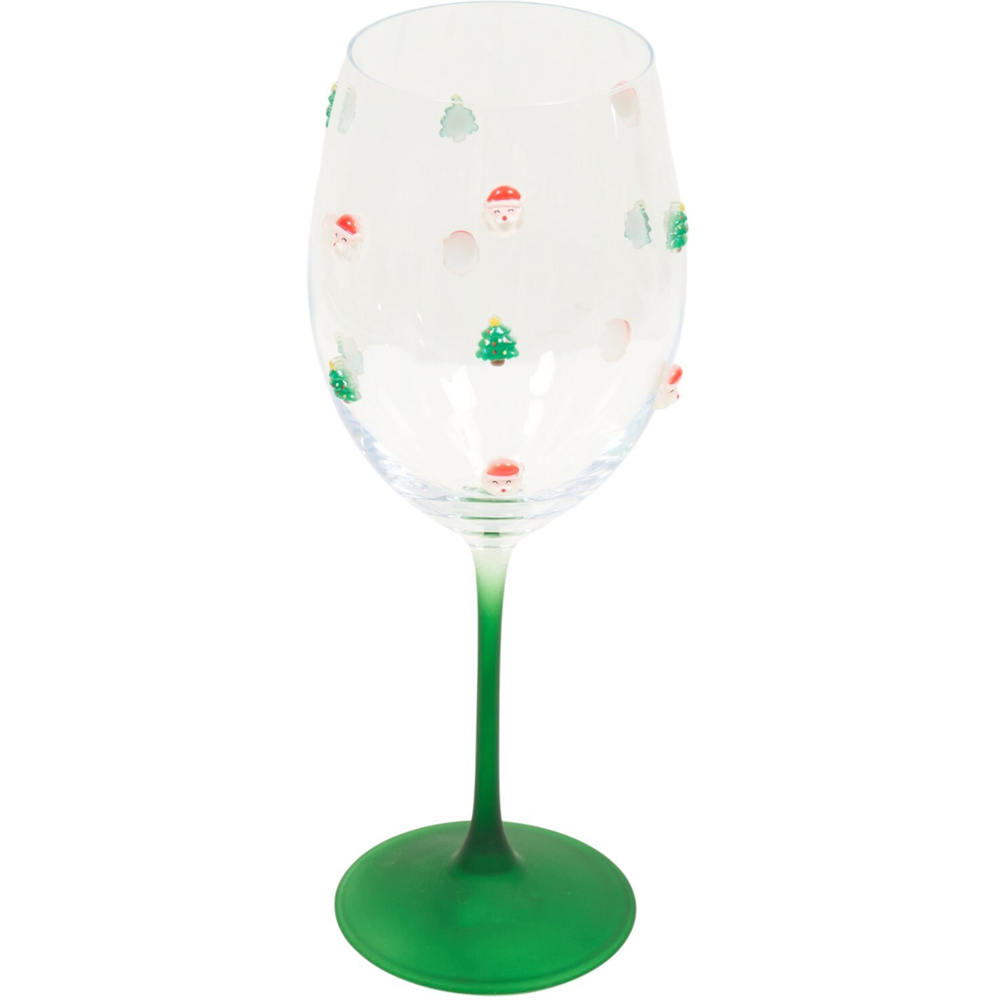 Tree and Santa Icon Wine Glass Image 8