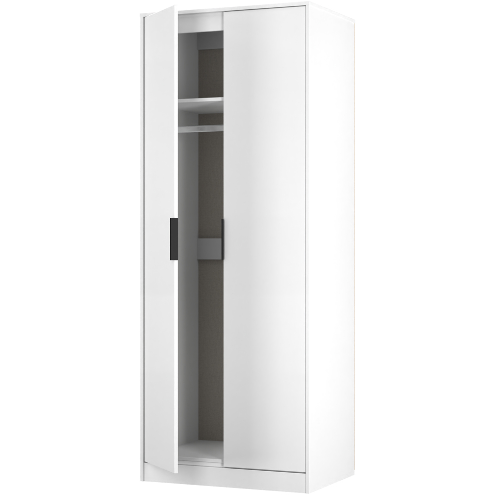 Crowndale Hong Kong 2 Door Matt White Tall Wardrobe Ready Assembled Image 3