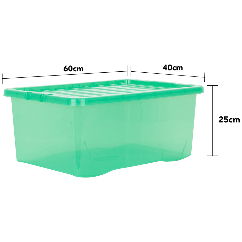 Wham Crystal 45L Clear Green Stackable Plastic Storage Box and Lid Pack 5 Image 5