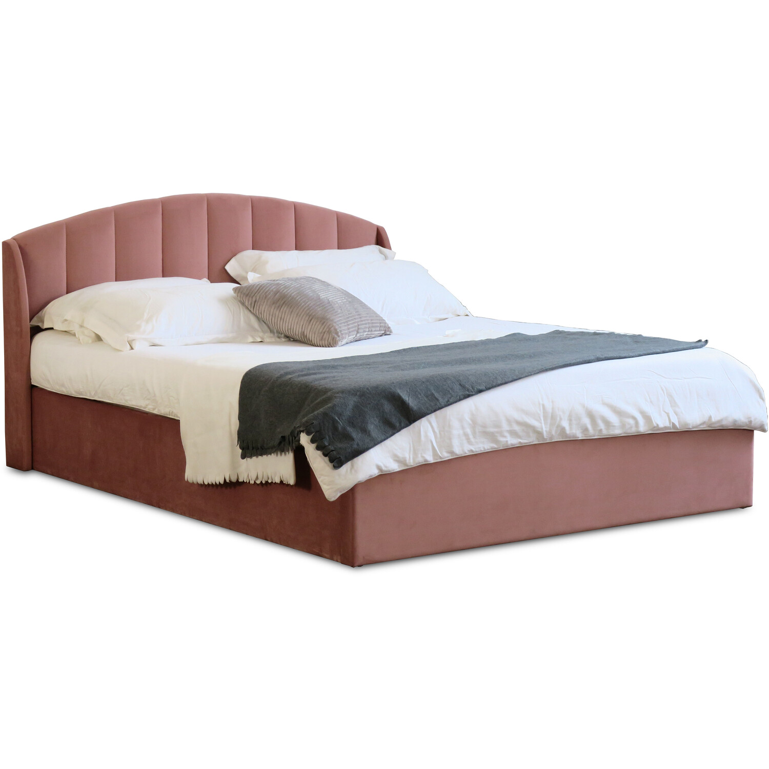 Grace Double Blush Velvet Touch Ottoman Bed Image 4