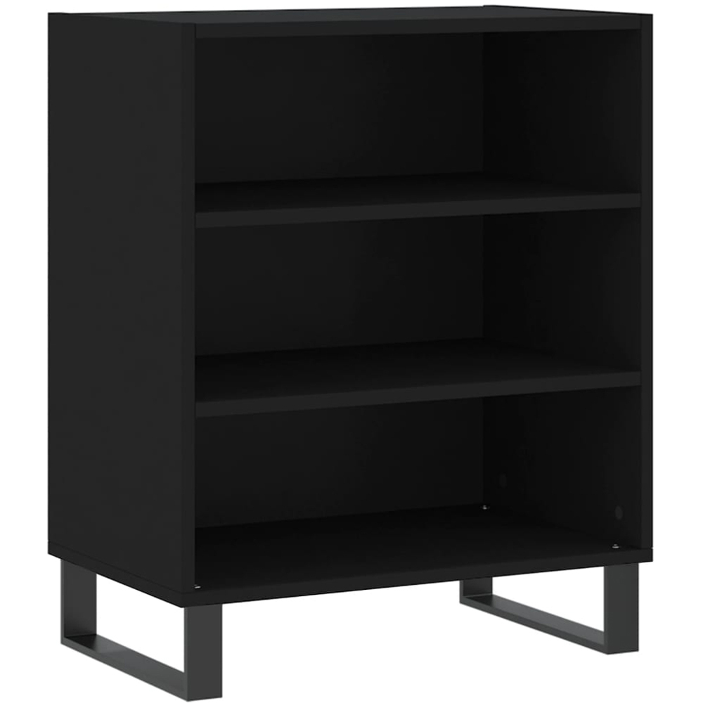 vidaXL 3 Shelf Black Wooden Sideboard with Metal Legs Image 2