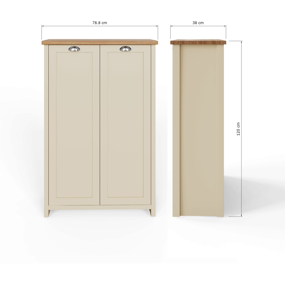 GFW Lancaster 2 Door Cream and Oak Tall Shoe Cabinet Image 8