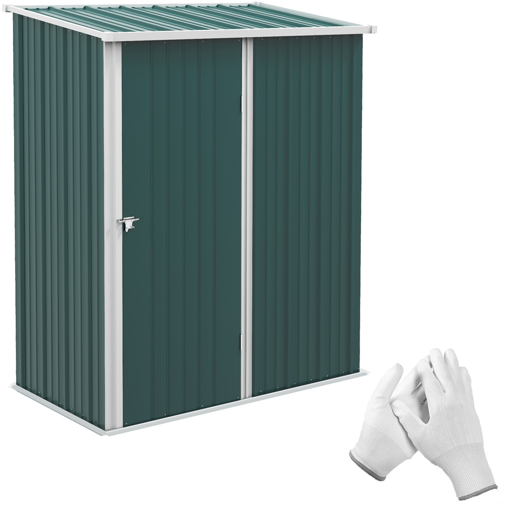Outsunny 5.3 x 3.1ft Green Metal Pent Garden Shed Image 1