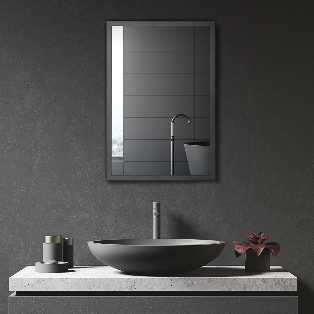 Kleankin Black Wall Mounted Slim Mirrored Bathroom Cabinet Image 3