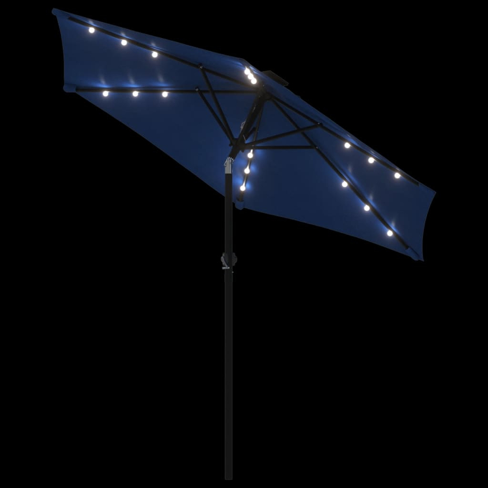 vidaXL Blue LED Light Garden Parasol with Steel Pole 2.25m Image 8