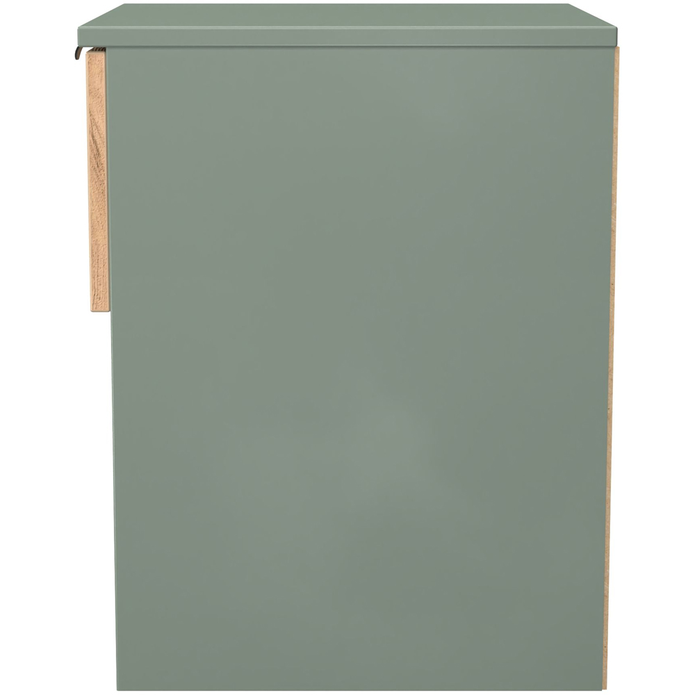 Crowndale Bora Single Drawer Single Shelf Gold Oak and Reed Green Bedside Cabinet Image 3