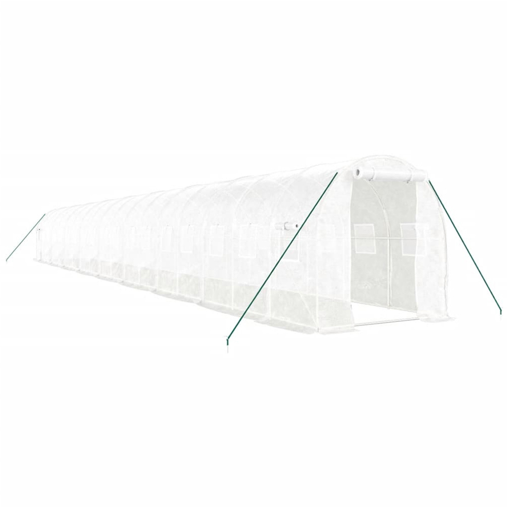 vidaXL White Polyethylene Galvanised Steel Frame 59 x 6.5ft Greenhouse Image 1