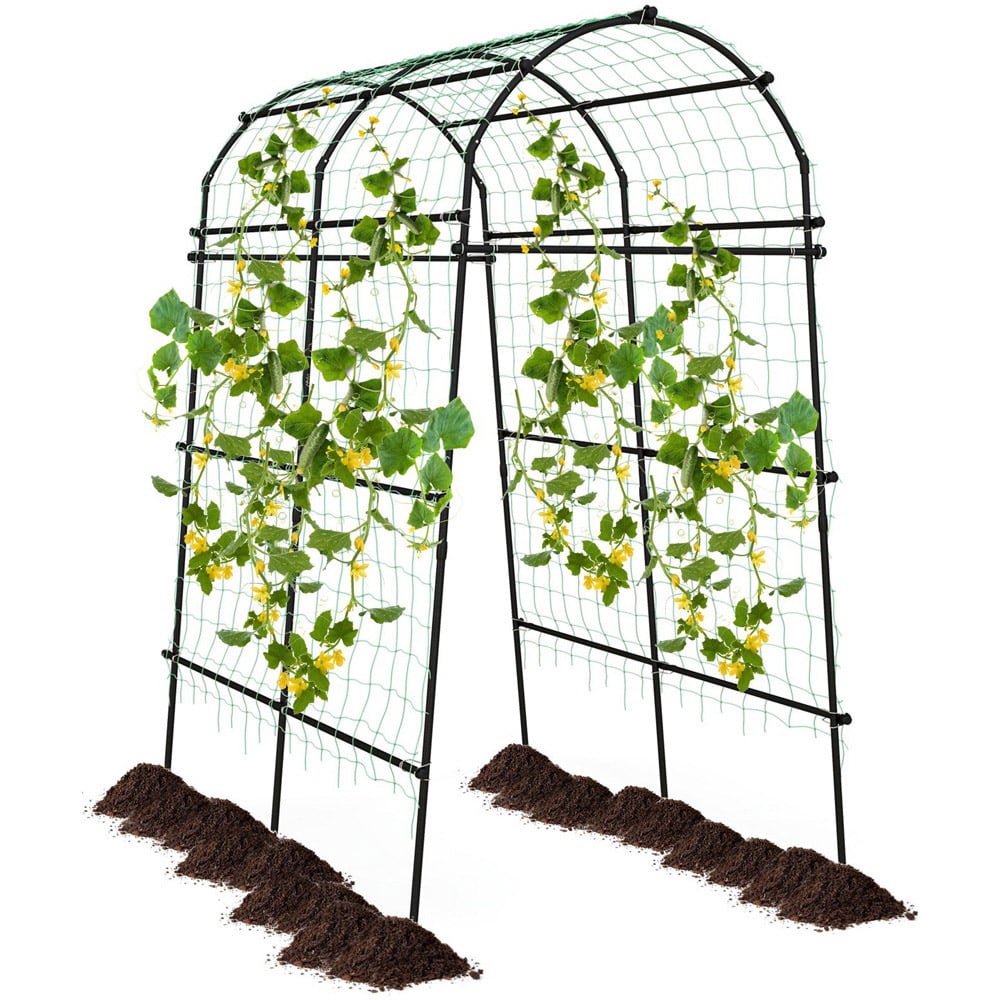 Costway PE Coated Metal Garden Arch Trellis Image 2