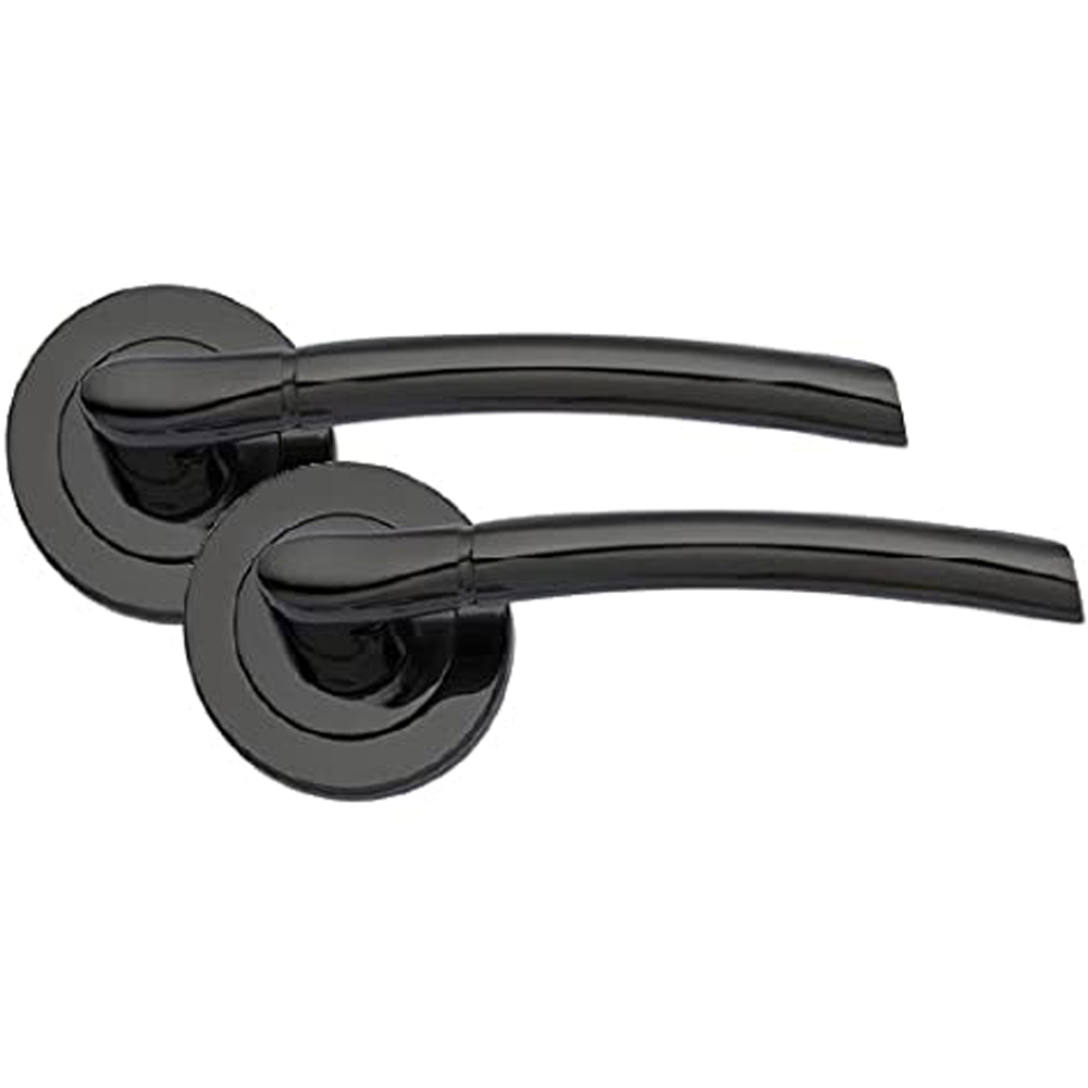 Golden Grace Polished Black Nickel Indiana Modern Door Handle Set 5 Pack Image 3