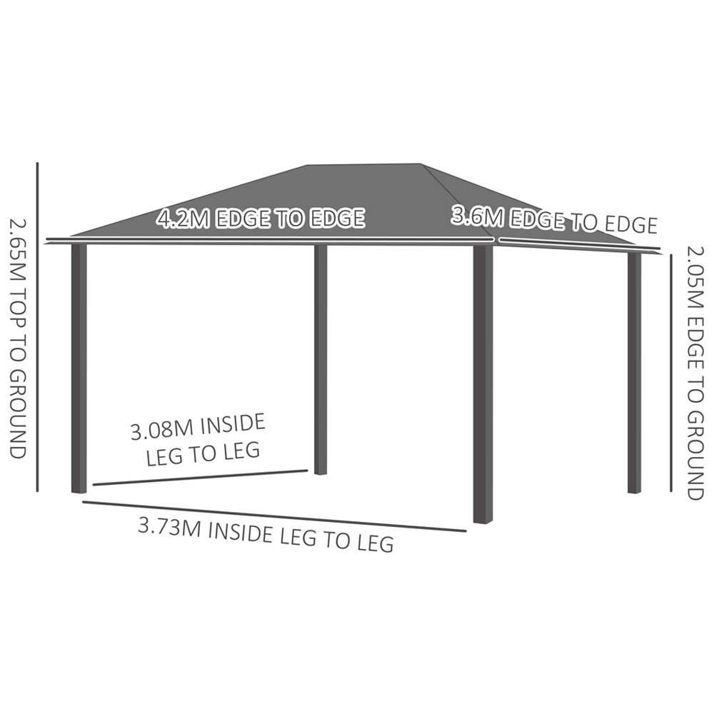 Outsunny 4 x 3.6m Black Canopy Gazebo with Hardtop Image 6