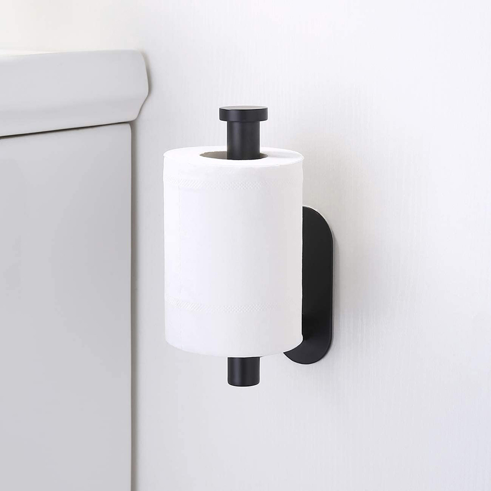 Living and Home Black Stainless Steel Wall Mounted Toilet Roll Holder Image 4
