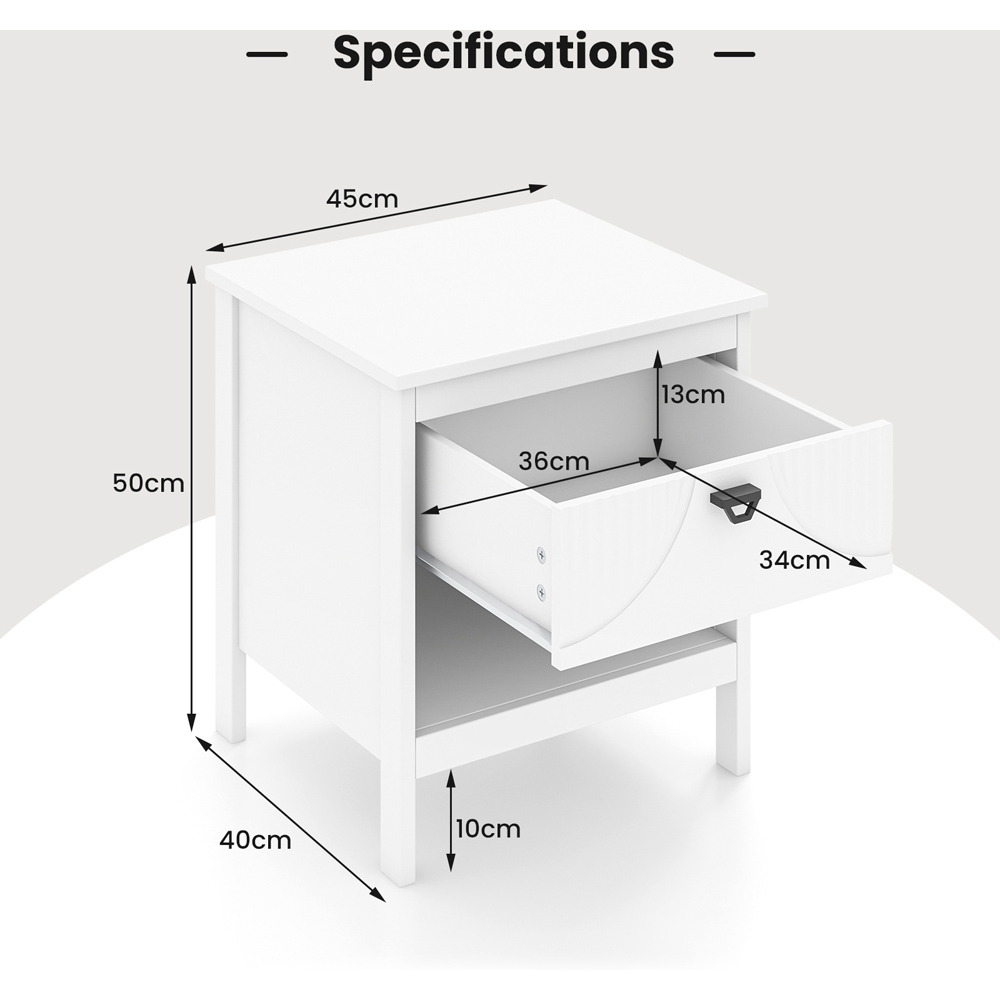 Costway Single Drawer Single Shelf White End Table Image 9