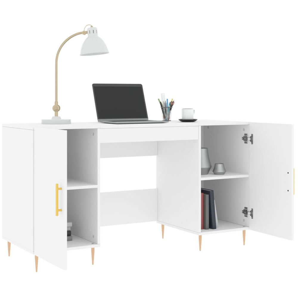vidaXL 2 Door Computer Desk White Image 4