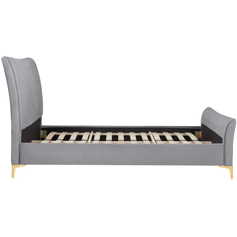 Clover Double Grey Velvet Bed Image 4