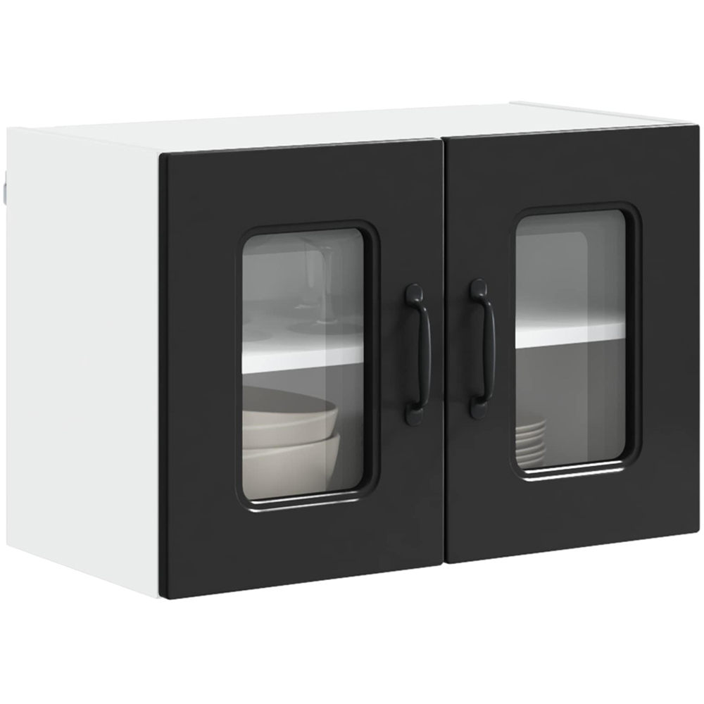 vidaXL Kalmar 2 Door Black Wall Kitchen Cabinet 2 Pack Image 3