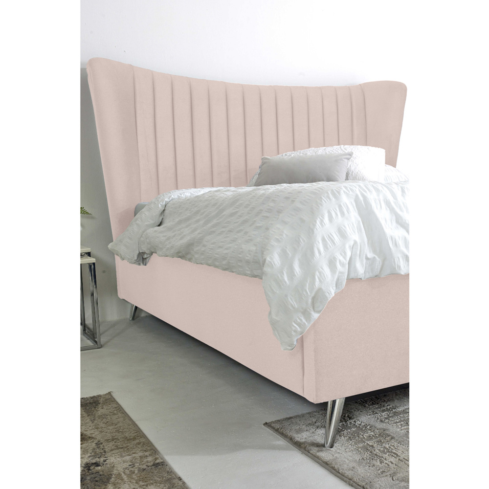 Eleganza Tatum Double Pink Plush Velvet Bed Frame with Headboard Image 2