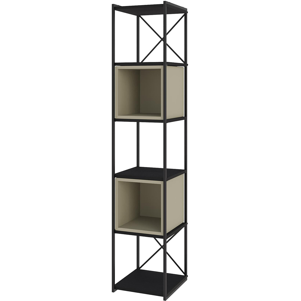 Decortie Vale Mini 5 Shelf Black Wood and Ash Green Bookcase Image 2