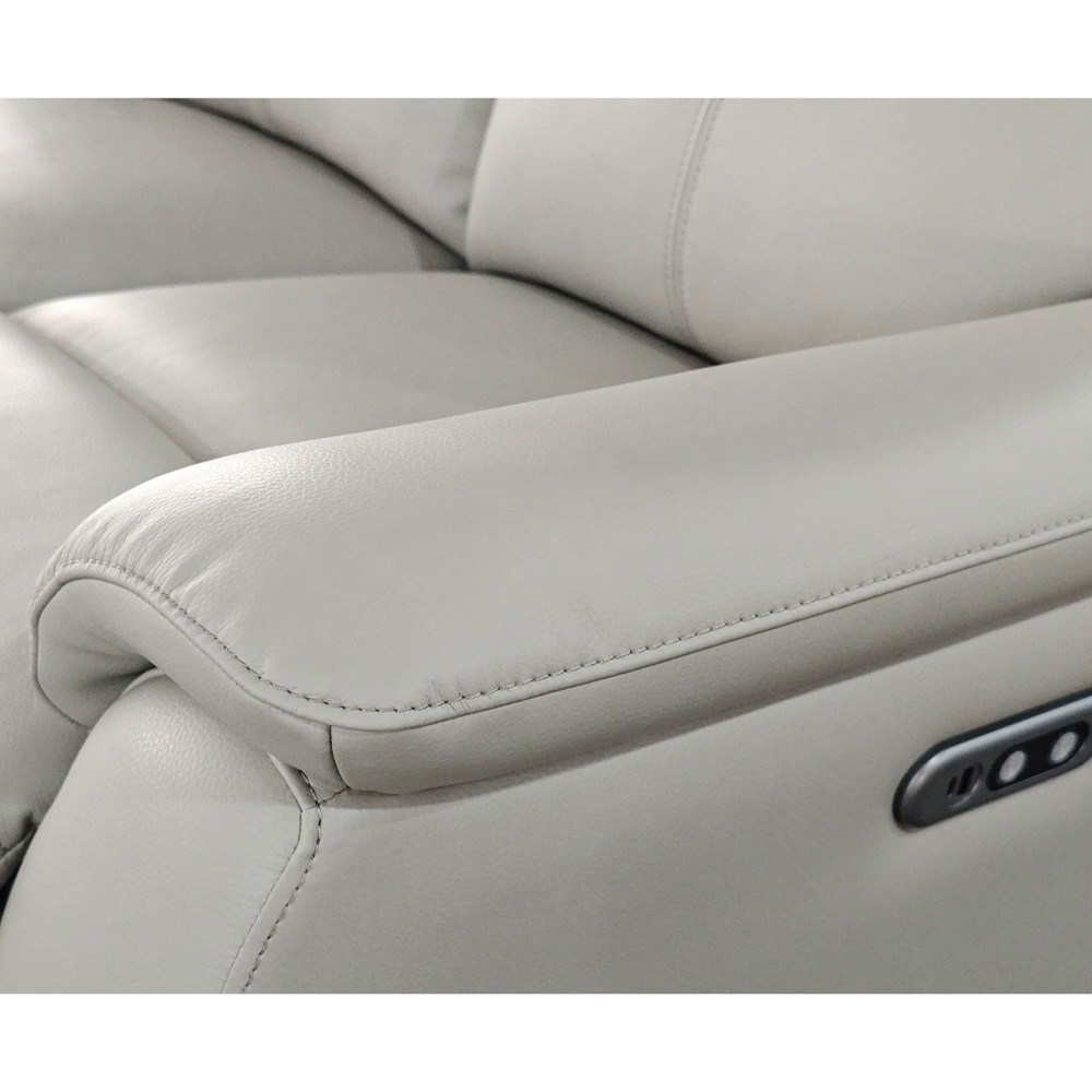 Aspire Kingsmere 2 Seater Light Grey Leather Power Recliner Sofa Image 5