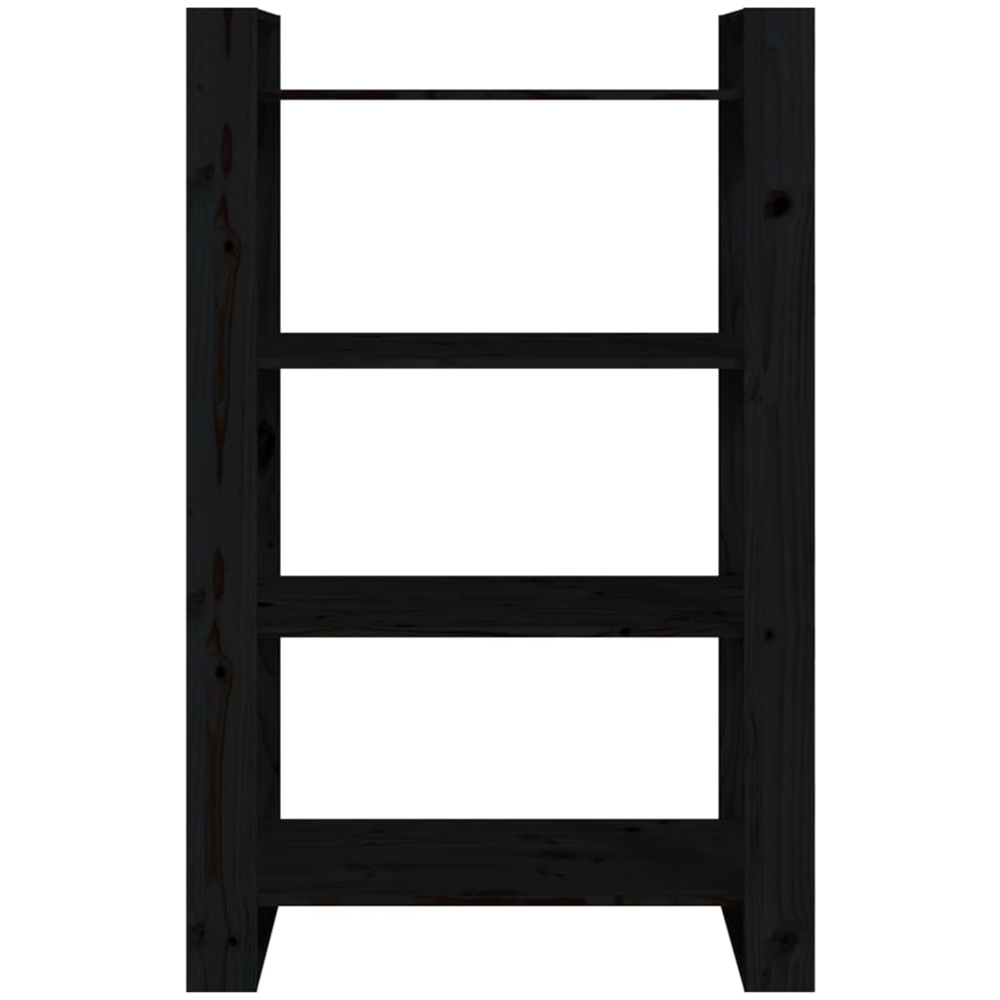 vidaXL 4 Shelf Black Solid Pine Wood Bookcase Image 3