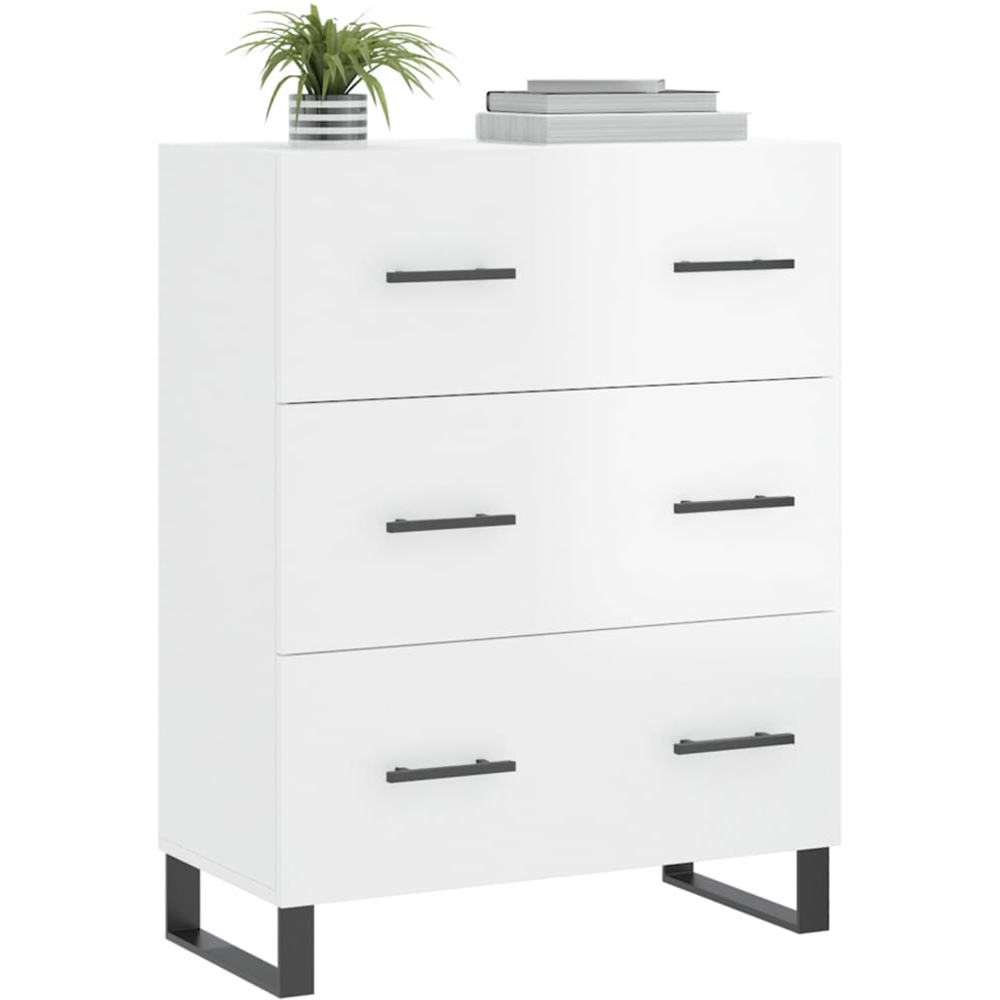vidaXL 3 Drawer High Gloss White Sideboard Image 3