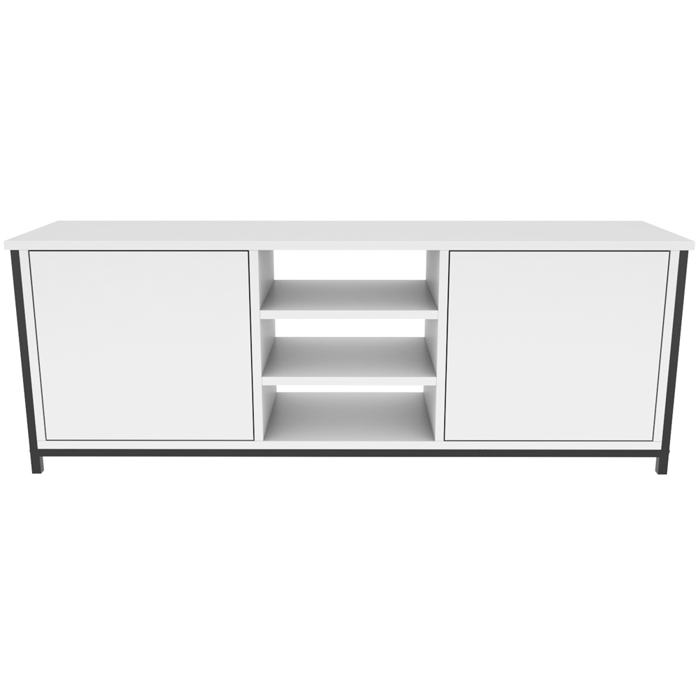 Decorotika Otis 2 Door 3 Shelf Black and White TV Stand for 63 inch TV Image 3