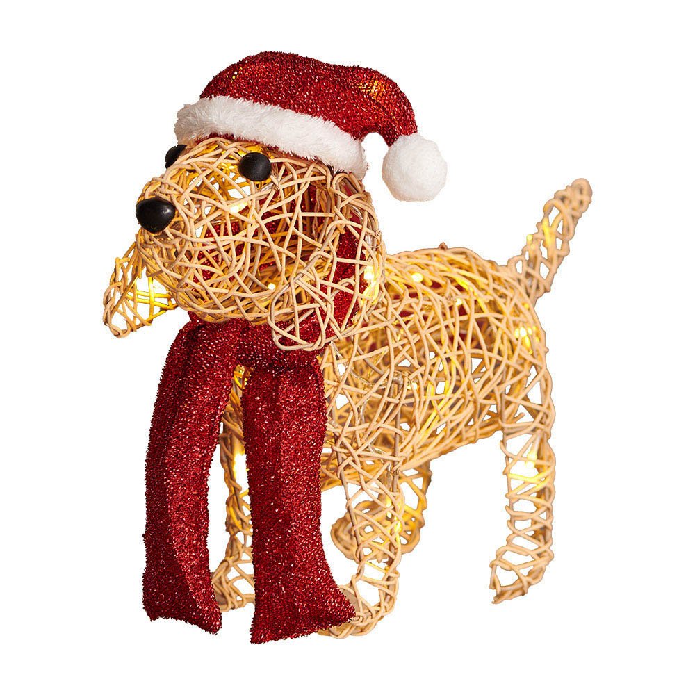 Wilko Battery Operated Rattan Effect Standing Dog Image 2