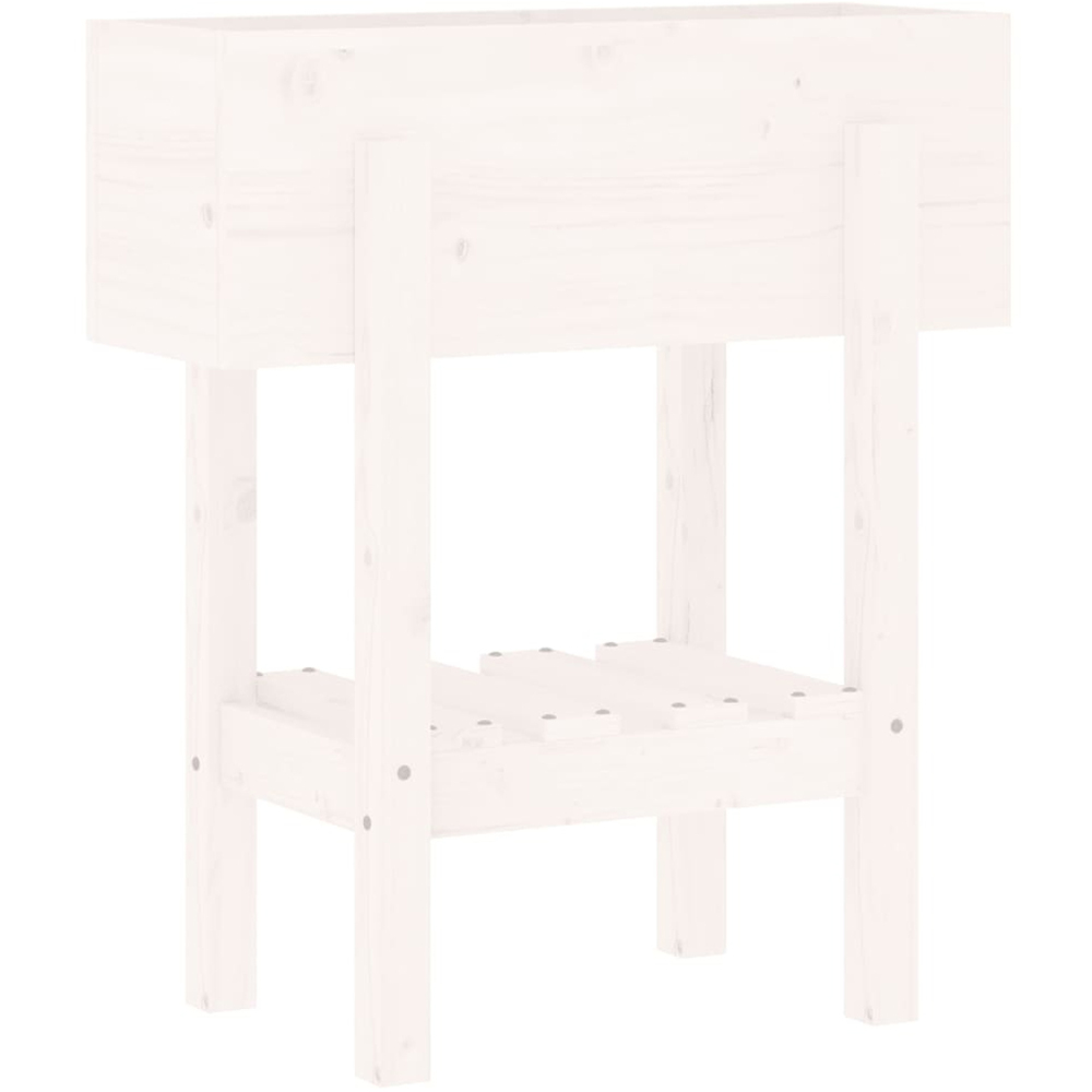 vidaXL White Solid Pine Wood Garden Planter 62 x 30 x 69cm Image 1