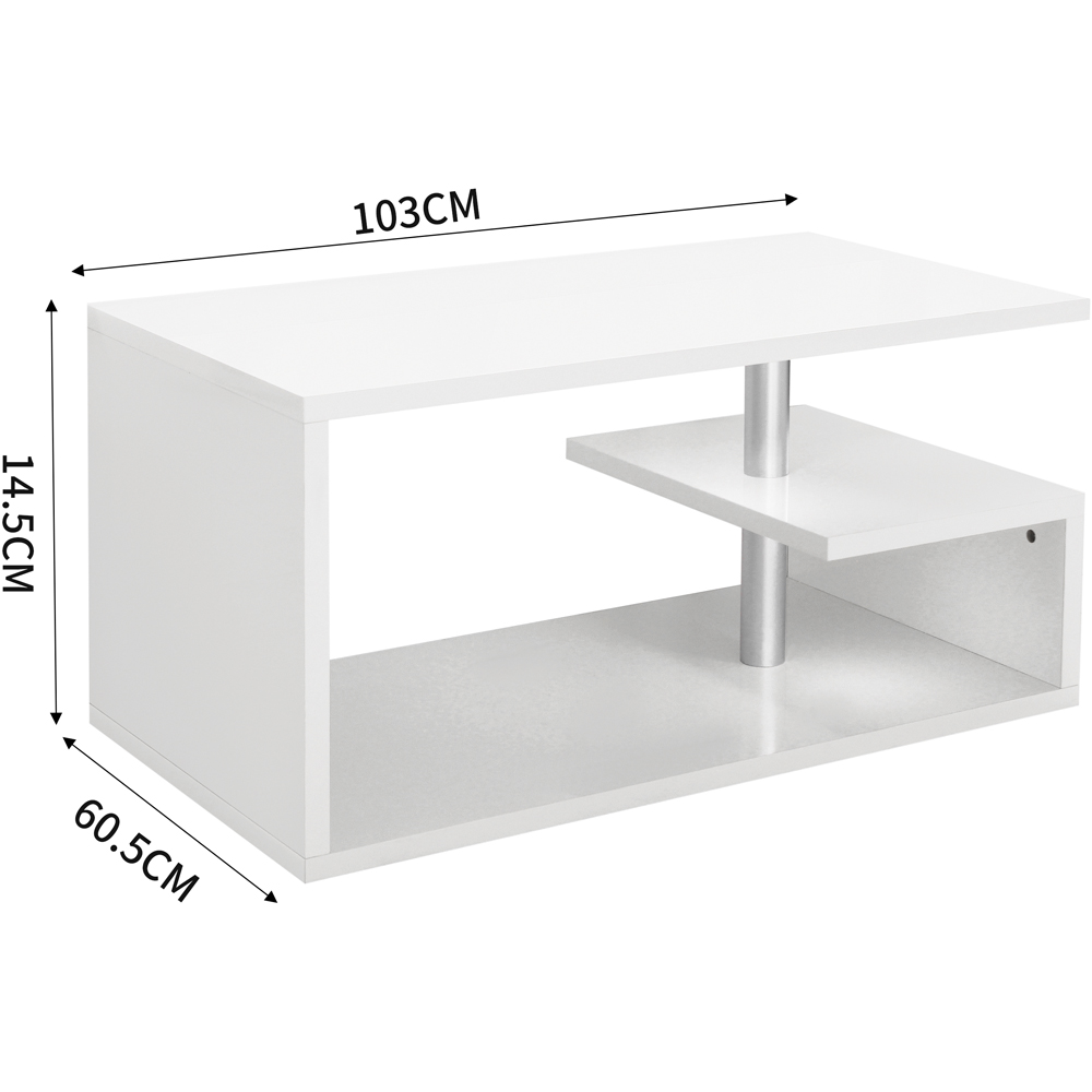Comfy Living White High Gloss Abstract LED Coffee Table Image 7
