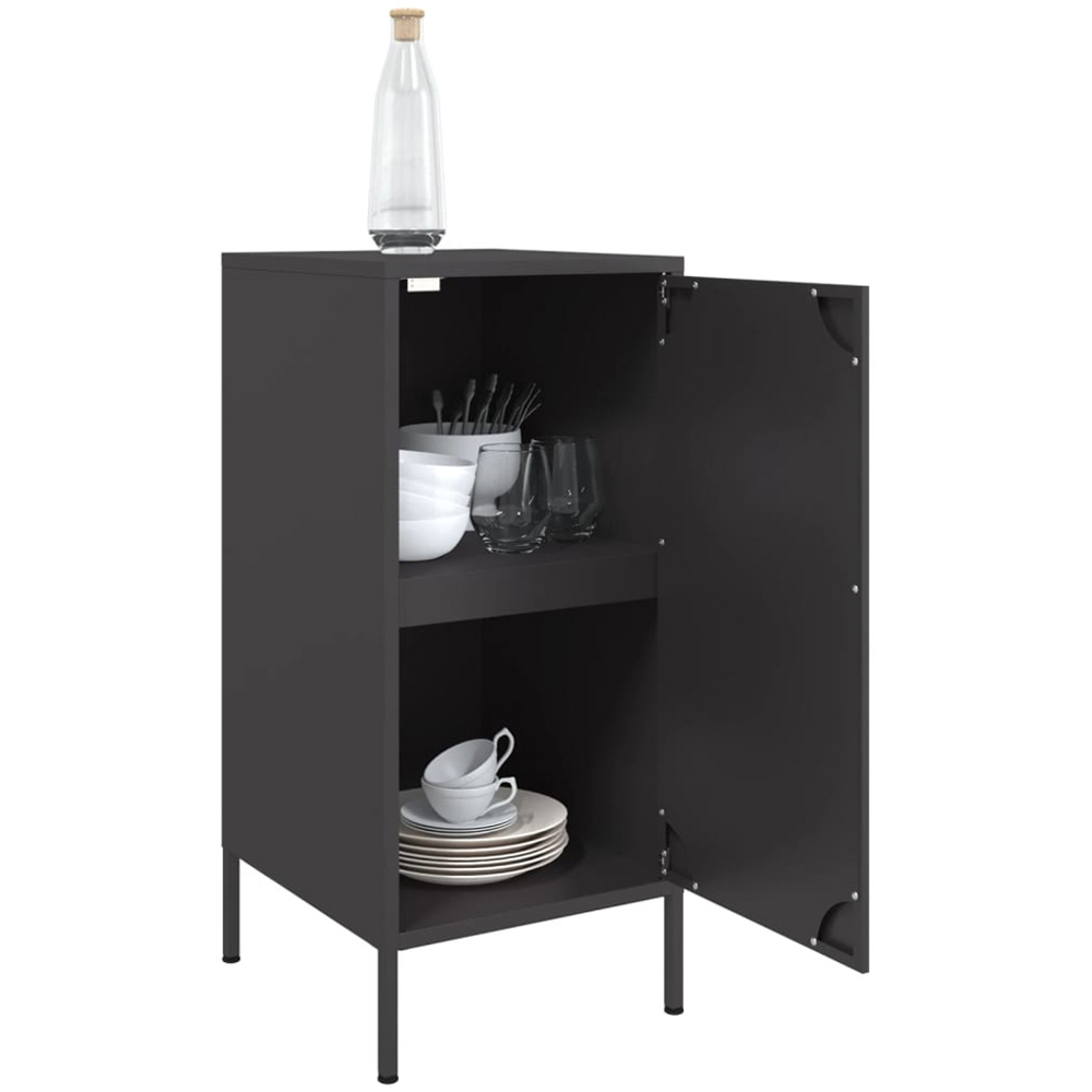 vidaXL Single Door Black Metal Sideboard Set of 2 Image 5