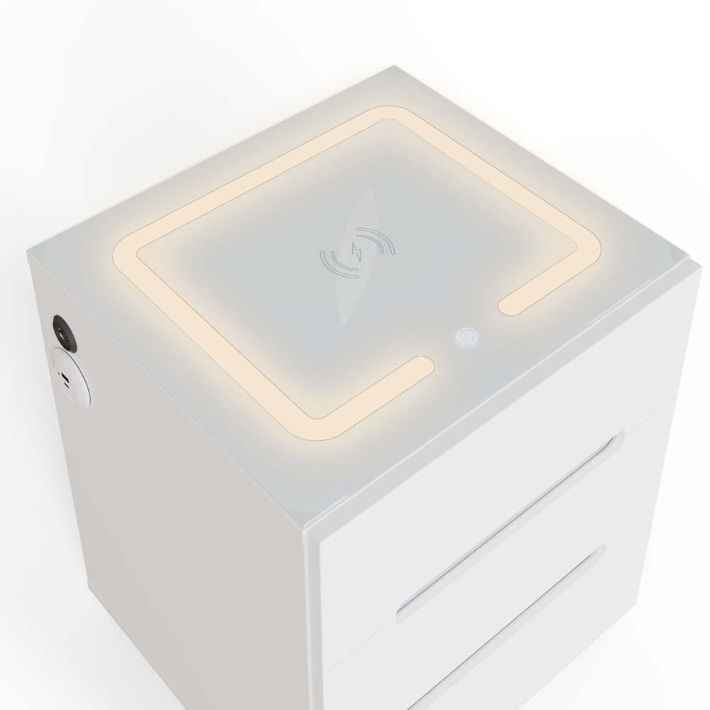 GFW Riley 3 Drawer White Smart Bedside Table Image 7