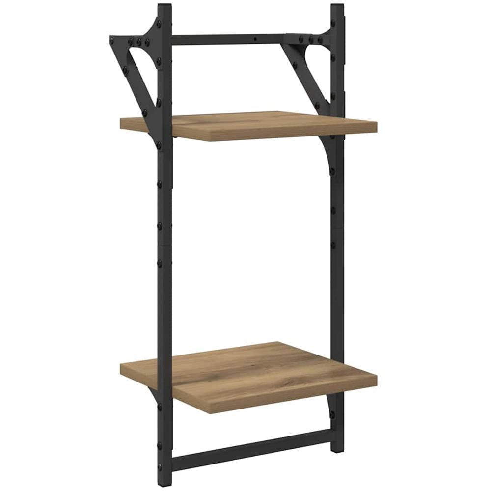 vidaXL 9 Shelf Artisan Oak Wall Shelf Set of 6 Image 7