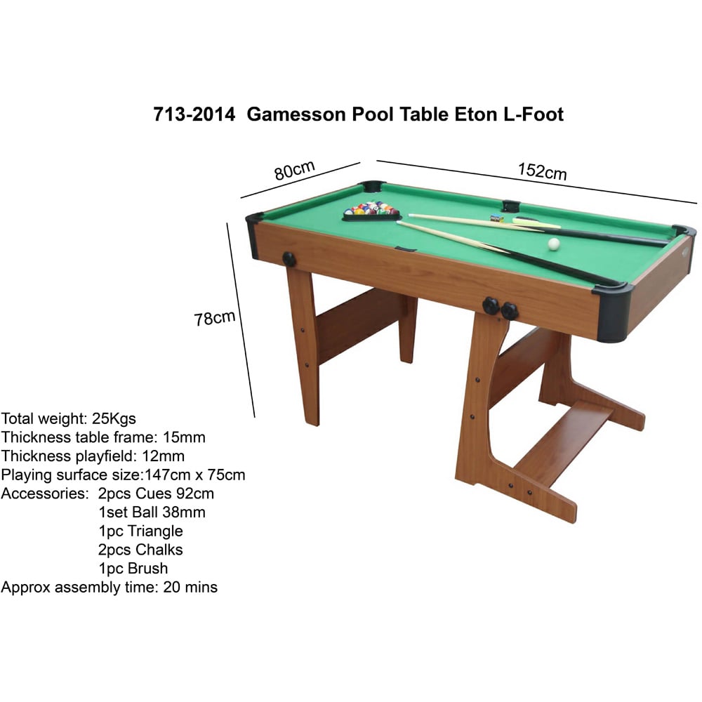 Gamesson Eton 4.6ft L Foot Pool Table Image 9