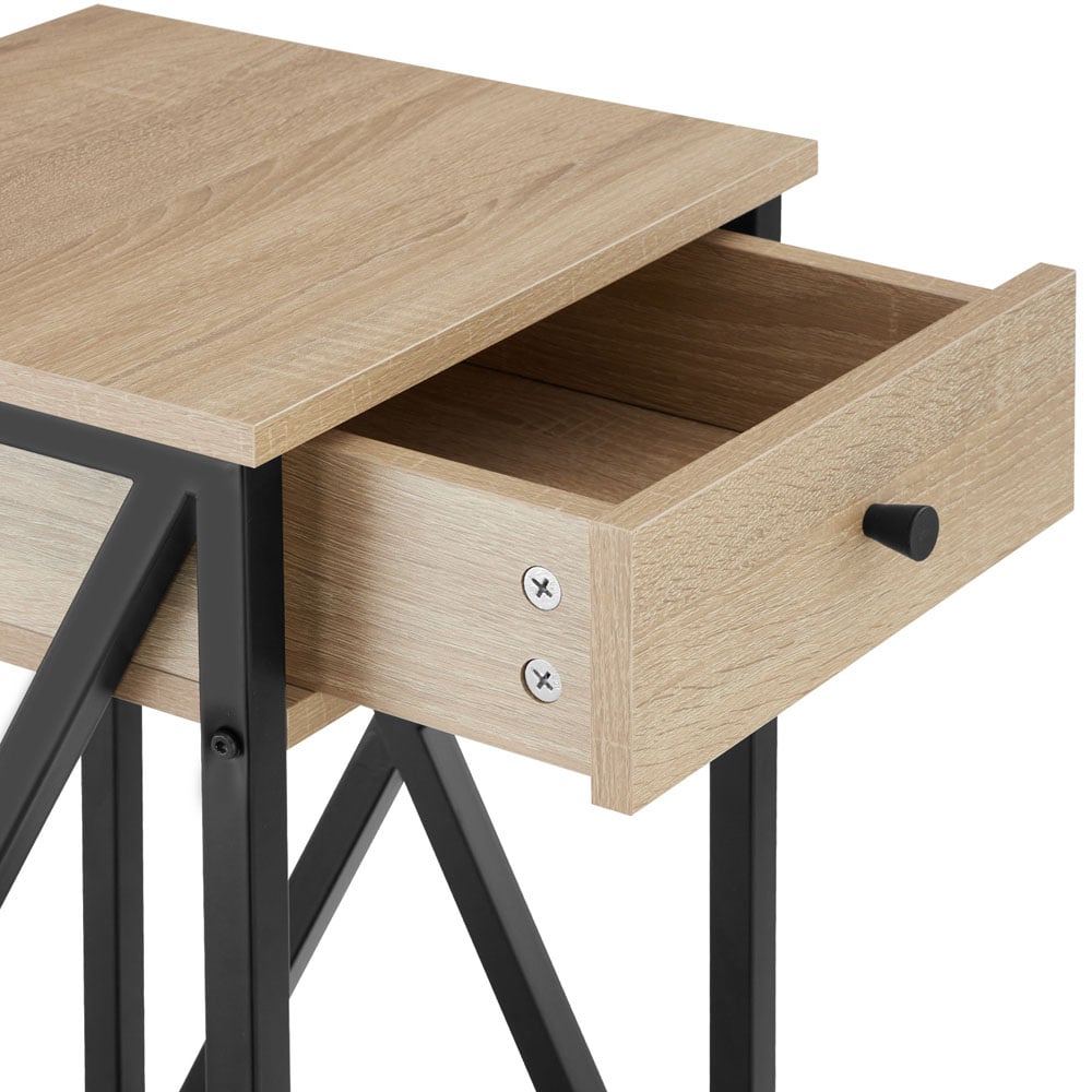 tectake Dayton Single Drawer Oak Bedside Table Image 7