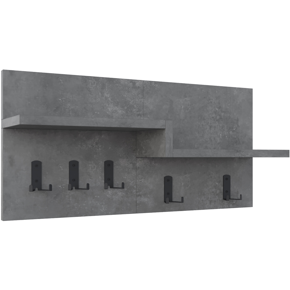 Decortie Harmon Single Shelf Retro Grey 5 Hook Wall Hanger Image 1