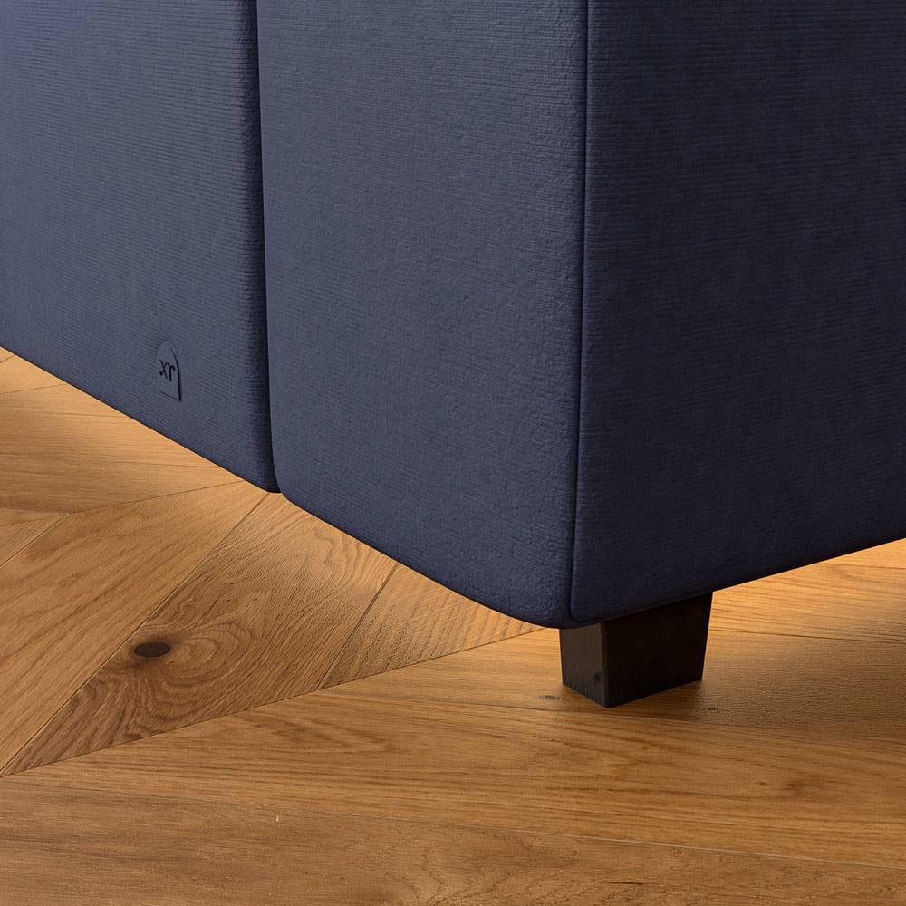 XR Living Maisie Double Navy Blue Velvet Ottoman TV Bed with LED Under Frame Image 5