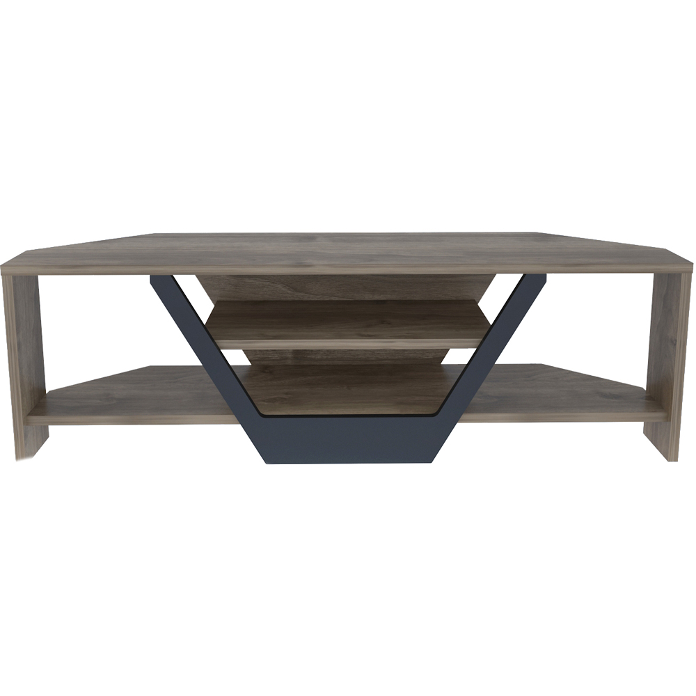 Decorotika Sares 2 Shelf Walnut and Black Modern TV Unit Image 3