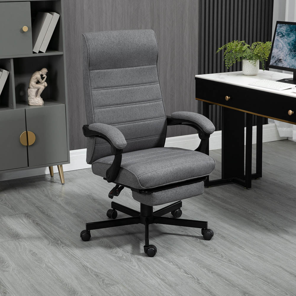 Portland Grey Linen Swivel Office Chair Image 7