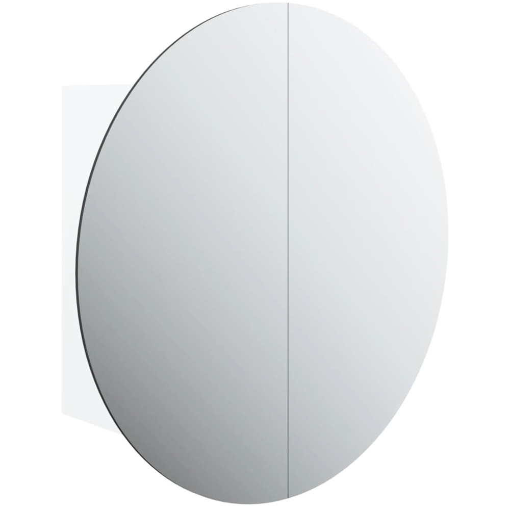 vidaXL 2 Door White Wooden Round Mirror Bathroom Cabinet Image 2