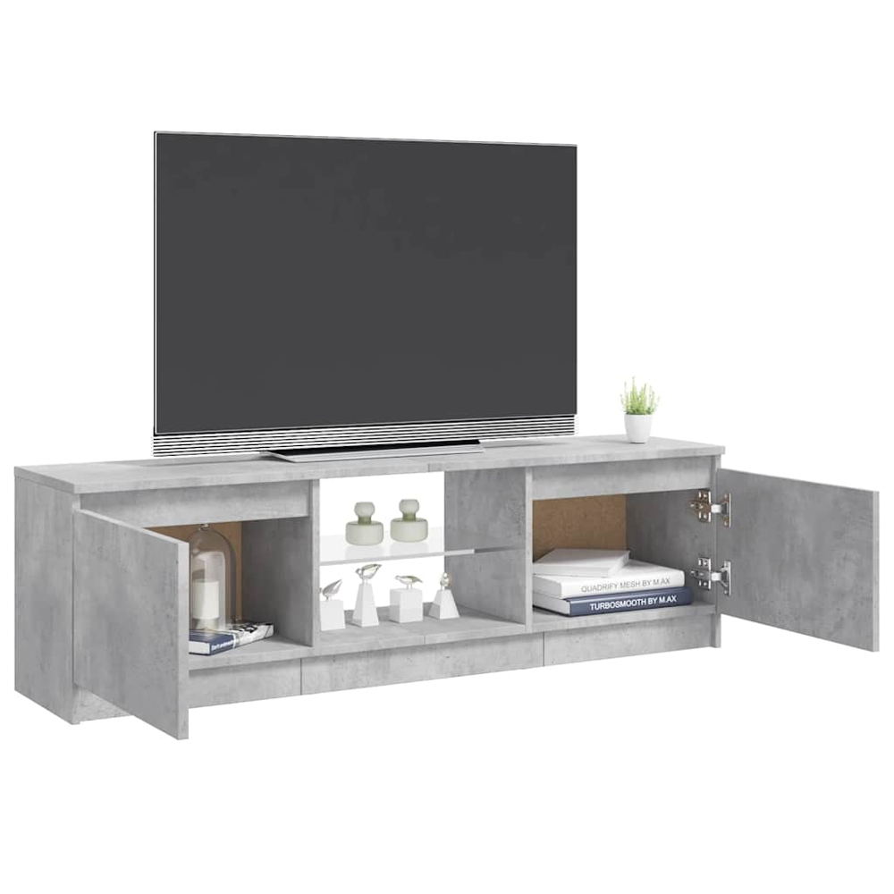 vidaXL 2 Door 2 Shelf Concrete Grey TV Cabinet with LED Lights Image 5