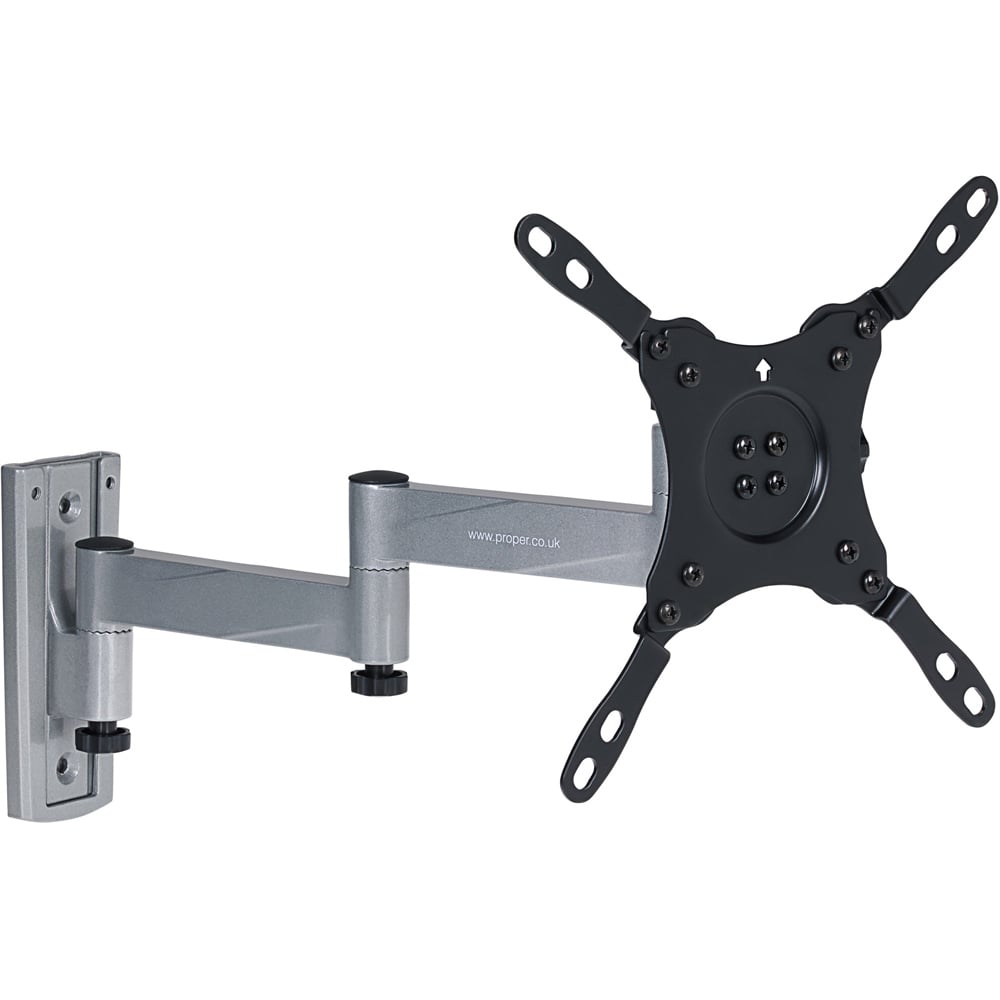 ProperAV Silver 13 to 43 Inch Lockable Swing Arm Aluminium TV Bracket Image 1