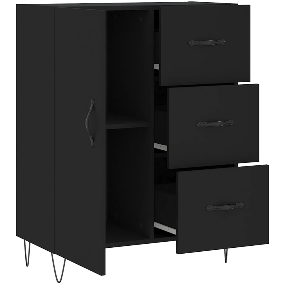 vidaXL Single Door 3 Drawer Black Sideboard Image 6