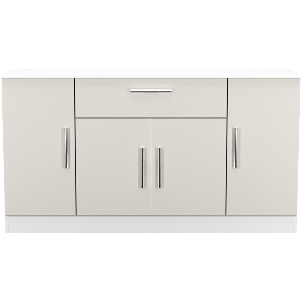 Crowndale Contrast 4 Door Single Drawer Grey Matt and White Wide Sideboard Ready Assembled Image 2