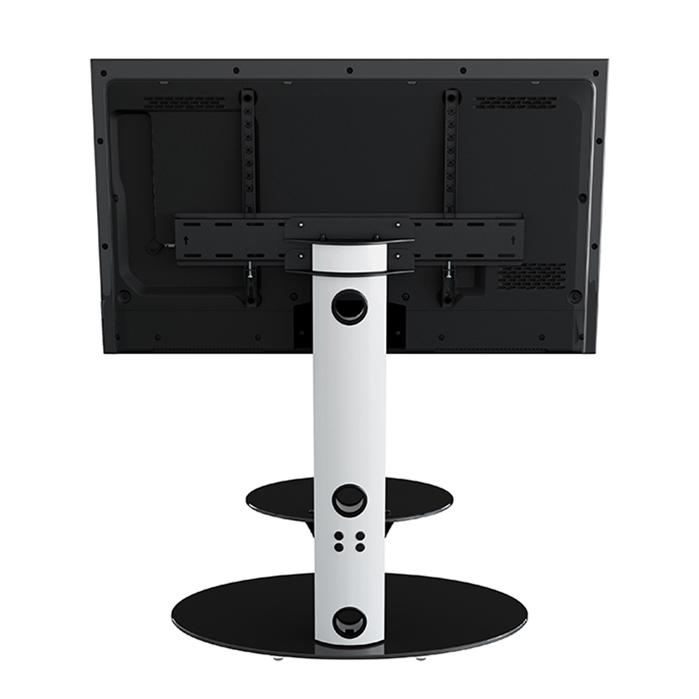 AVF Lugano Satin White and Black Glass Oval Pedestal TV Unit Image 10