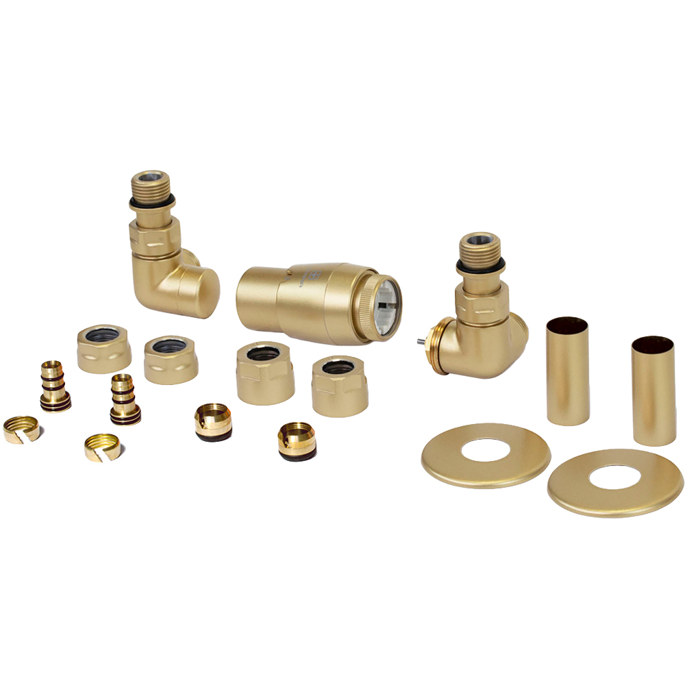 Terma Vario Brass Right Sided Vision 3 Axis Thermostatic Radiator Valve Set Image 1