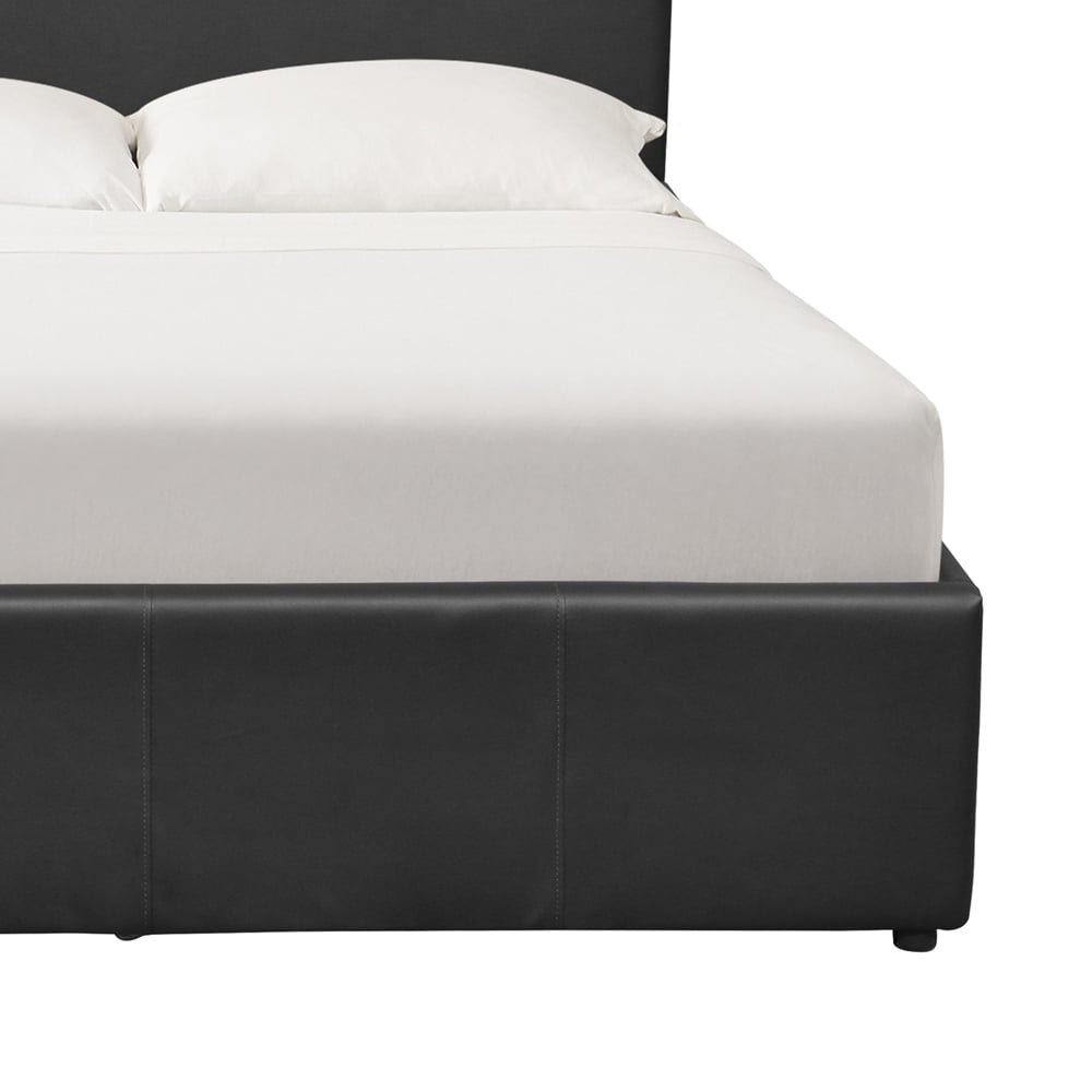Comfy Living Small Double Black Faux Leather Ottoman Bed Frame with LED Image 4